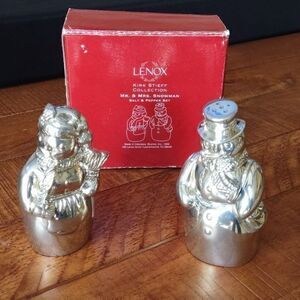 Lenox Kirk Stieff Collection Mr. & Mrs. Snowman Pewter Salt and Pepper‎ Shakers